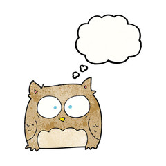 thought bubble textured cartoon owl