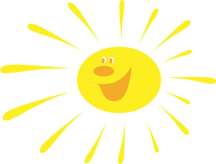 Fototapeta premium The stylized image of a smiling sun with rays