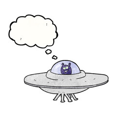 thought bubble textured cartoon flying saucer