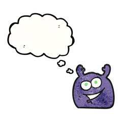 thought bubble textured cartoon little alien