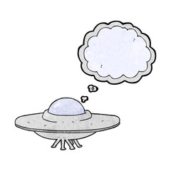 thought bubble textured cartoon flying saucer