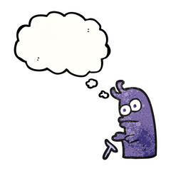 thought bubble textured cartoon little alien