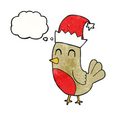thought bubble textured cartoon christmas robin