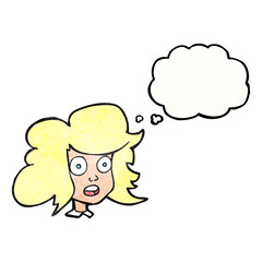 thought bubble textured cartoon surprised female face