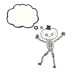 thought bubble textured cartoon dancing skeleton