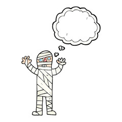 thought bubble textured cartoon bandaged mummy
