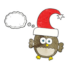 thought bubble textured cartoon little christmas owl