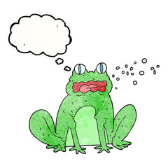 thought bubble textured cartoon burping frog