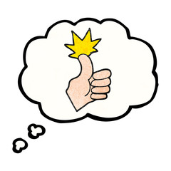 thought bubble textured cartoon thumbs up