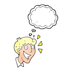 thought bubble textured cartoon excited man