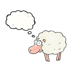 funny thought bubble textured cartoon sheep