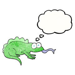 thought bubble textured cartoon lizard