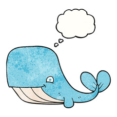 thought bubble textured cartoon happy whale