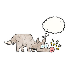 thought bubble textured cartoon dog sniffing