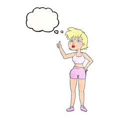 thought bubble textured cartoon happy gym woman