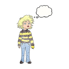 thought bubble textured cartoon chilled out girl