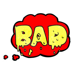 thought bubble textured cartoon word bad