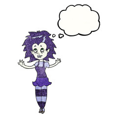 thought bubble textured cartoon vampire girl