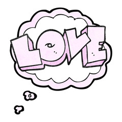 thought bubble textured cartoon love sign