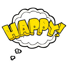 thought bubble textured cartoon happy text symbol