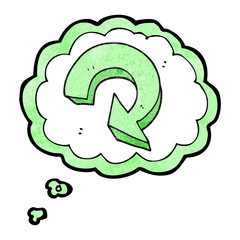 thought bubble textured cartoon recycling arrow