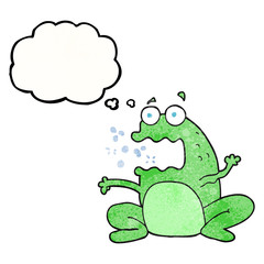 thought bubble textured cartoon burping frog