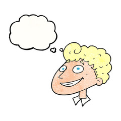 thought bubble textured cartoon happy man
