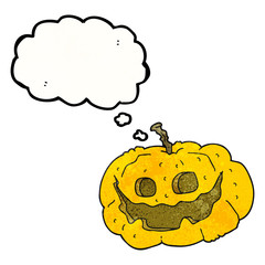 thought bubble textured cartoon halloween pumpkin