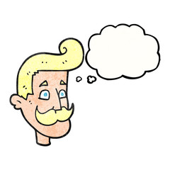thought bubble textured cartoon man with mustache