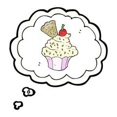 thought bubble textured cartoon cupcake
