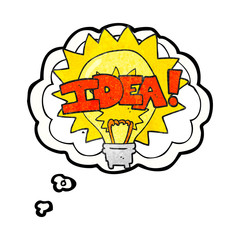 thought bubble textured cartoon idea light bulb symbol