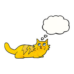 thought bubble textured cartoon cat