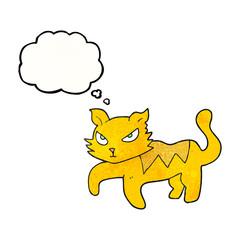 thought bubble textured cartoon cat