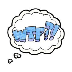 thought bubble textured cartoon WTF symbol