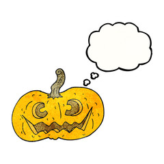 thought bubble textured cartoon halloween pumpkin