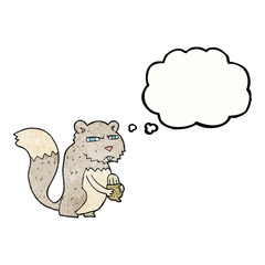 thought bubble textured cartoon angry squirrel with nut