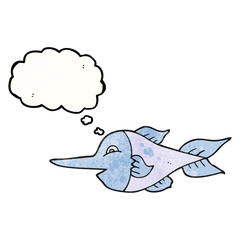 thought bubble textured cartoon swordfish