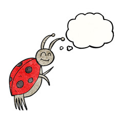 thought bubble textured cartoon ladybug