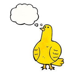thought bubble textured cartoon bird