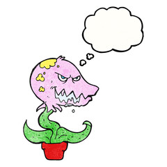 thought bubble textured cartoon monster plant
