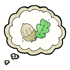 thought bubble textured cartoon acorn