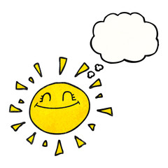 happy thought bubble textured cartoon sun