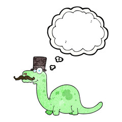 thought bubble textured cartoon posh dinosaur