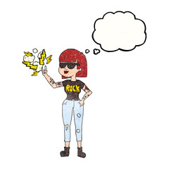 thought bubble textured cartoon rock woman