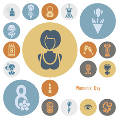 Fototapeta premium Womans Day Icon Set