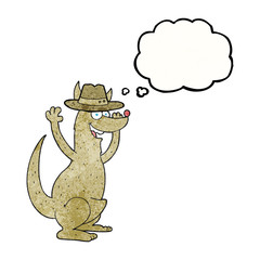 thought bubble textured cartoon kangaroo