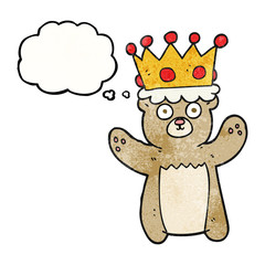thought bubble textured cartoon teddy bear wearing crown