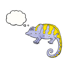 thought bubble textured cartoon chameleon
