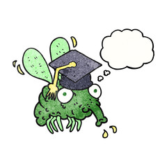 thought bubble textured cartoon fly graduate