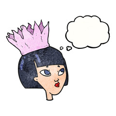 thought bubble textured cartoon woman wearing paper crown
